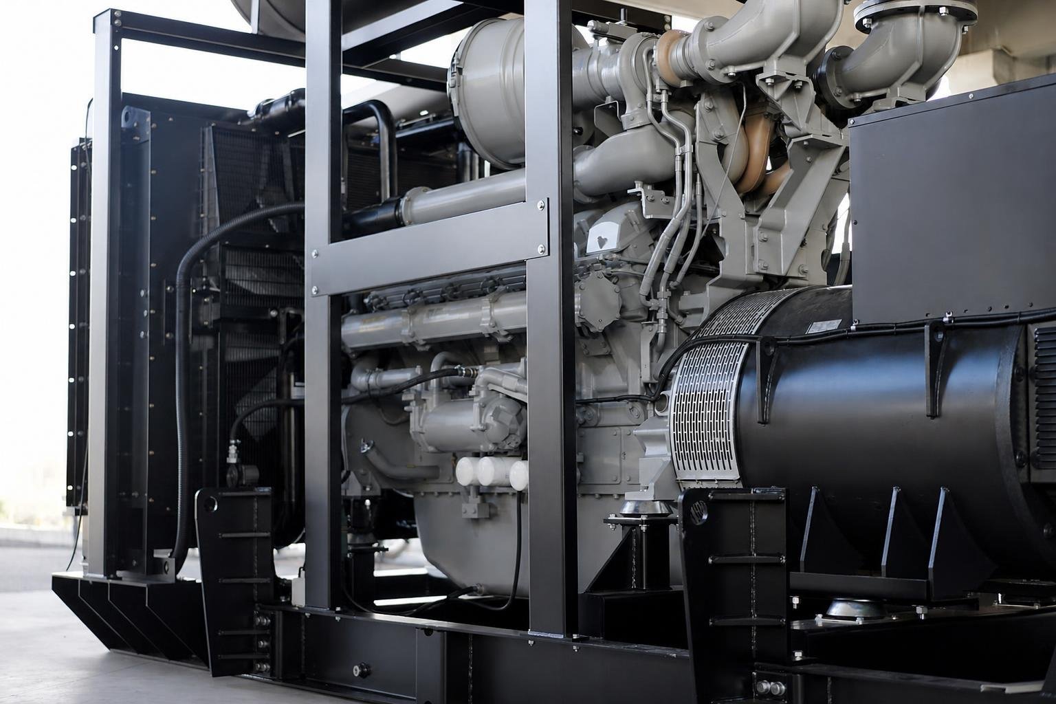 Large open industrial 1750 kVA emergency genset powered by a 12-cylinder Perkins 4012-series diesel.