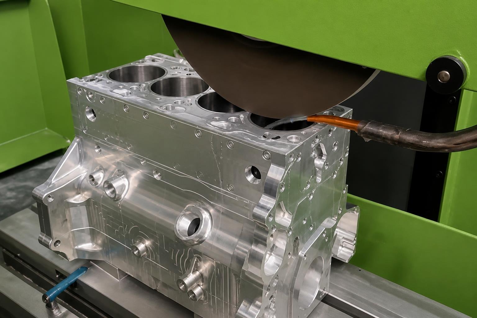 Large resurfacing machine used to restore a flat sealing face on engine components.